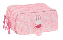Safta Portatodo Triple Big Miffy "Flores" - Boîte de rangement à 3 compartiments pour enfants - 21,5 x 10 x 8 cm
