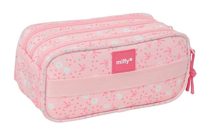 Safta Portatodo Triple Big Miffy "Flores" - Boîte de rangement à 3 compartiments pour enfants - 21,5 x 10 x 8 cm