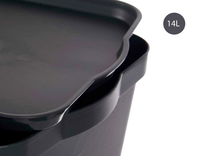 Kipit Boîte en plastique avec couvercle 14 L anthracite 29,5 x 14,3 x 45 cm (Set de 12)