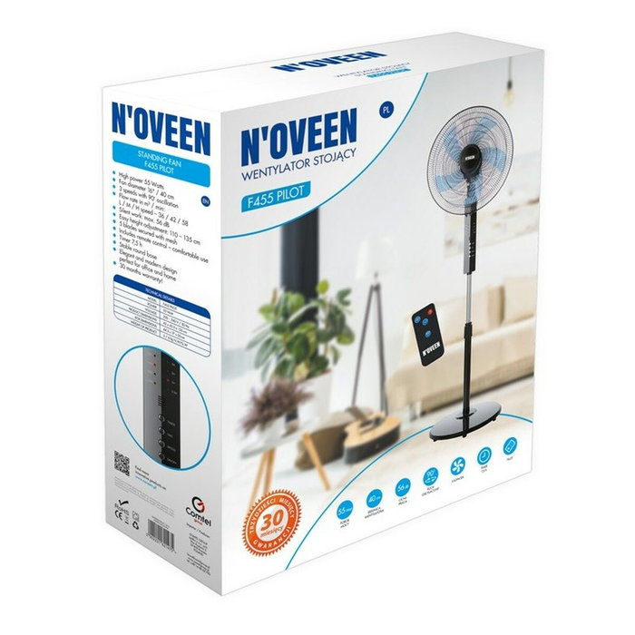 N'oveen Ventilateur sur Pied F455 Noir 55 W N'oveen Ventilateur sur Pied F455 Noir 55 W