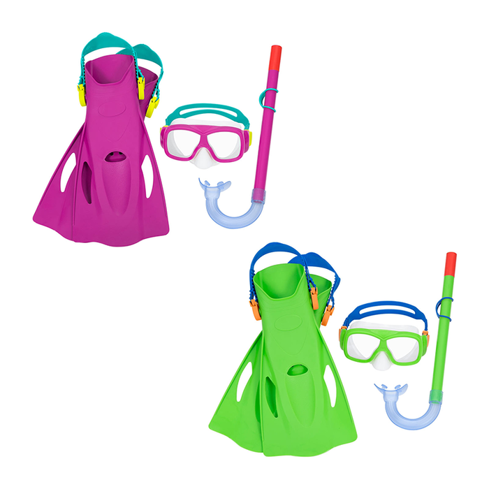 Bestway 25019 Set Snorkel Junior Correa Anatomica pour Enfants +7 Ans Couleur Assortie Plage et Piscine