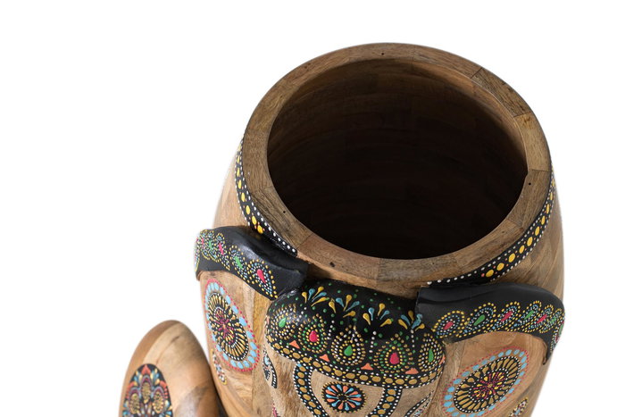 GINER Y COLOMER - Figura Elefante - Figure décorative d'éléphant sculptée à la main en bois de manguier - Multicolore - 56 cm de hauteur