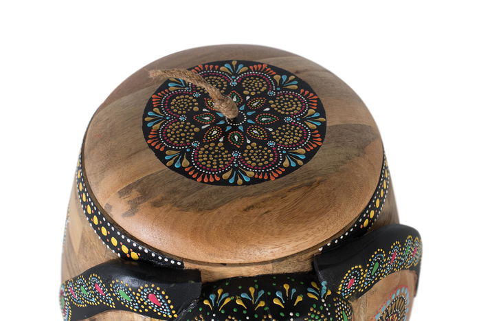 GINER Y COLOMER - Figura Elefante - Figure décorative d'éléphant sculptée à la main en bois de manguier - Multicolore - 56 cm de hauteur