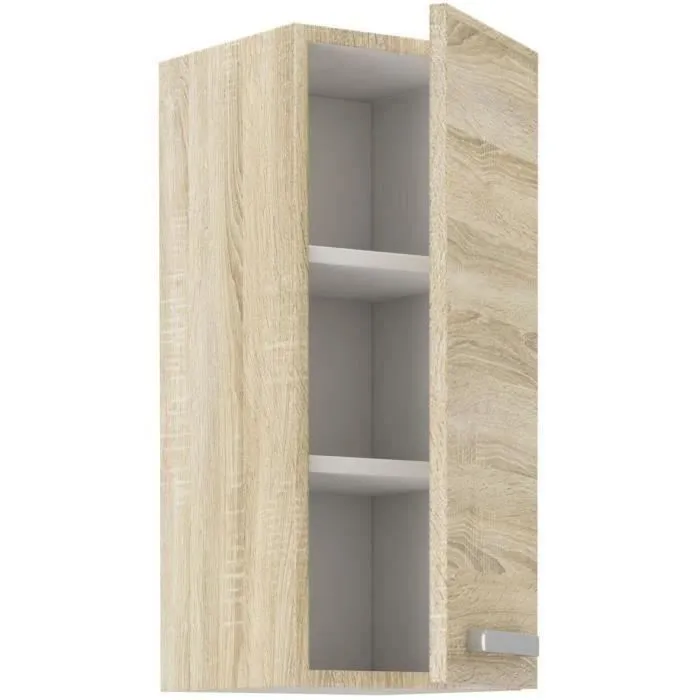 LASSEN Meuble haut 1 porte battante - Décor Chêne Sonoma - L 30 x P 31,6 x H 72 cm - Meuble de cuisine contemporain