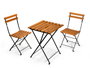Ibergarden Set 3 pièces Table 2 Chaises Bois Foncé Pieds Métal 96x19x53 cm