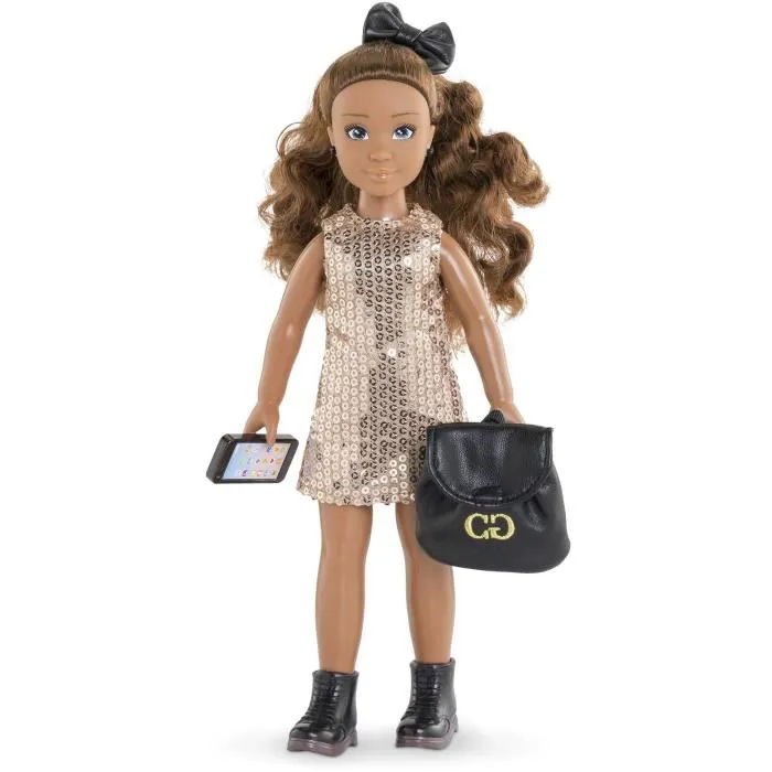 Corolle - Dressing de fête avec 7 accessoires pour poupée mannequin 28 cm - Robe dorée à paillettes, veste, bottes, sac, accessoires Corolle - Dressing de fête avec 7 accessoires pour poupée mannequin 28 cm - Robe dorée à paillettes, veste, bottes, sac, accessoires