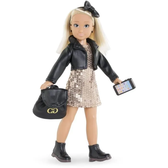 Corolle - Dressing de fête avec 7 accessoires pour poupée mannequin 28 cm - Robe dorée à paillettes, veste, bottes, sac, accessoires Corolle - Dressing de fête avec 7 accessoires pour poupée mannequin 28 cm - Robe dorée à paillettes, veste, bottes, sac, accessoires