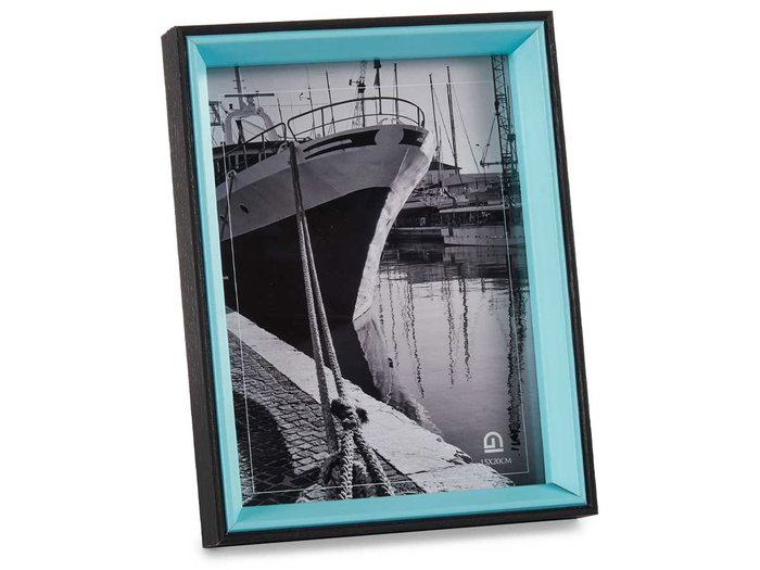 Giftdecor Porte-photos Bois 15x20 cm Noir et Bleu avec Verre MDF (Set de 24)