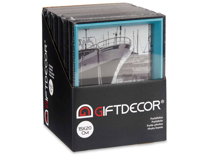 Giftdecor Porte-photos Bois 15x20 cm Noir et Bleu avec Verre MDF (Set de 24)