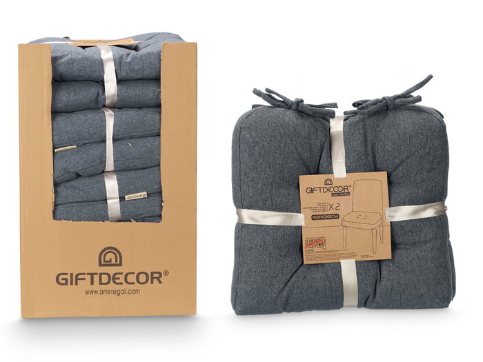 GIFTDECOR Set de 2 coussins de chaise gris foncé 40x40cm