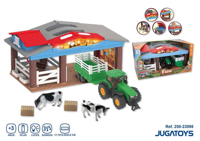 JugaToys Ferme avec tracteur et accessoires, avec lumières et sons