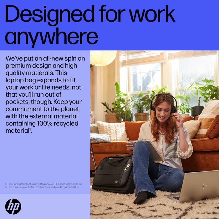 HP Renew Executive - Sacoche pour ordinateur portable 16" avec port USB-C, matériau recyclé, résistante à l'eau et compartiment verrouillable