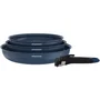 Arthur Martin AM2033 - Set de 3 poêles antiadhésives induction (20, 24, 28 cm) avec revêtement céramique, poignée amovible, bleu