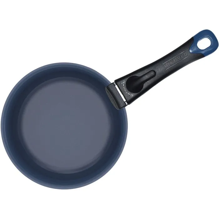 Arthur Martin AM2033 - Set de 3 poêles antiadhésives induction (20, 24, 28 cm) avec revêtement céramique, poignée amovible, bleu