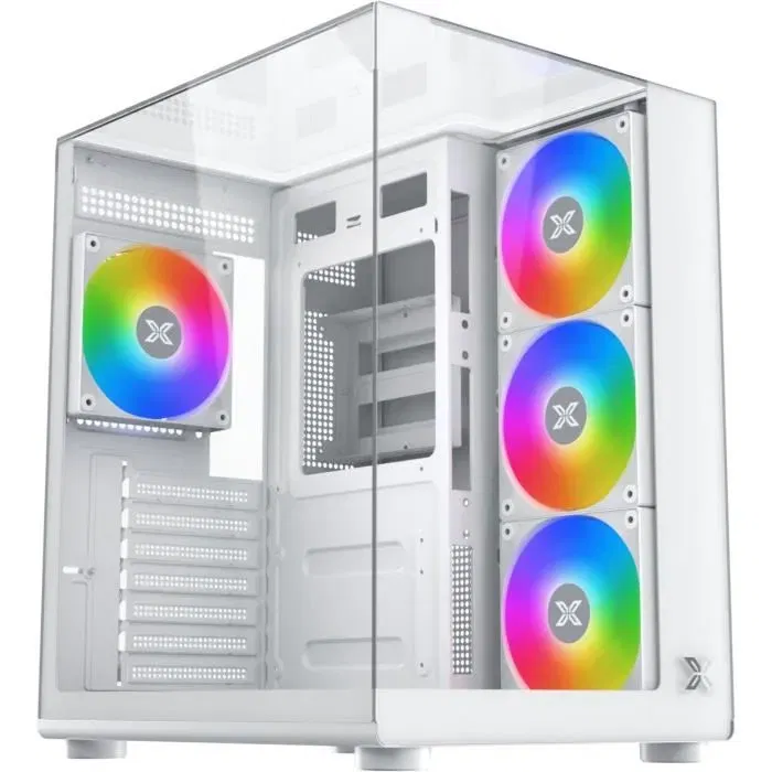 Xigmatek Aqua Compact Arctic Blanc - Boîtier PC Cube avec 4 Ventilateurs A-RGB 120mm, Panneaux en Verre Trempé, Format ATX, Ports USB 3.0 et HD Audio Xigmatek Aqua Compact Arctic Blanc - Boîtier PC Cube avec 4 Ventilateurs A-RGB 120mm, Panneaux en Verre Trempé, Format ATX, Ports USB 3.0 et HD Audio
