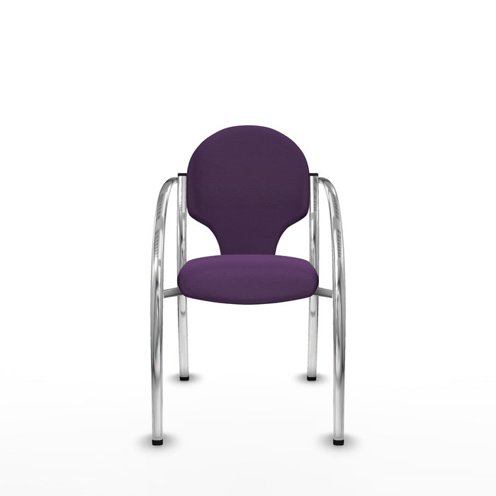 Silla Hellín tapizada con Tela color Morado. Brazos fijos