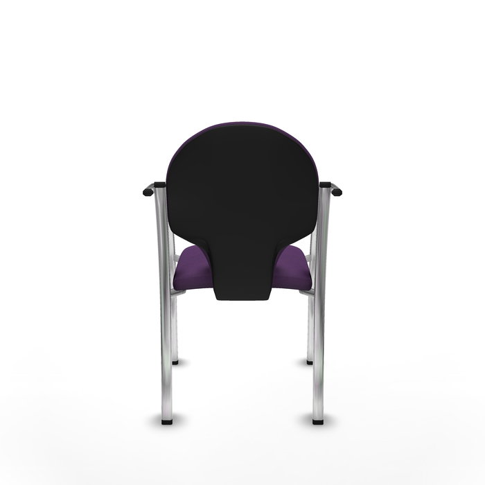 Silla Hellín tapizada con Tela color Morado. Brazos fijos