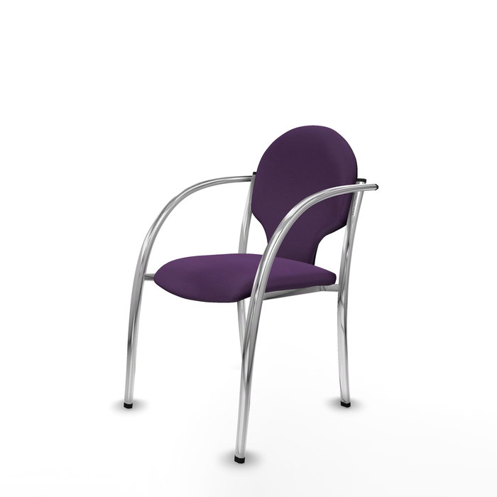Silla Hellín tapizada con Tela color Morado. Brazos fijos