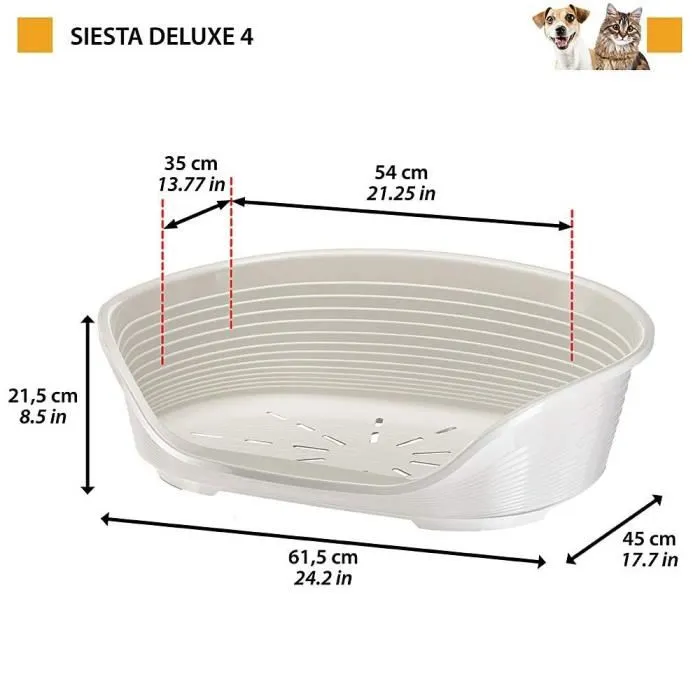 Ferplast Siesta Deluxe 4 - Panier pour chien et chat, gris foncé, avec repose-tête, antidérapant, 61,5 x 45 x 21,5 cm