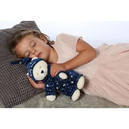 Gipsy Toys Baby Bear Glow In The Dark - Peluche lumineuse pour enfant - Brille dans le noir - 24 cm - Bleu marine et beige - En boîte cadeau