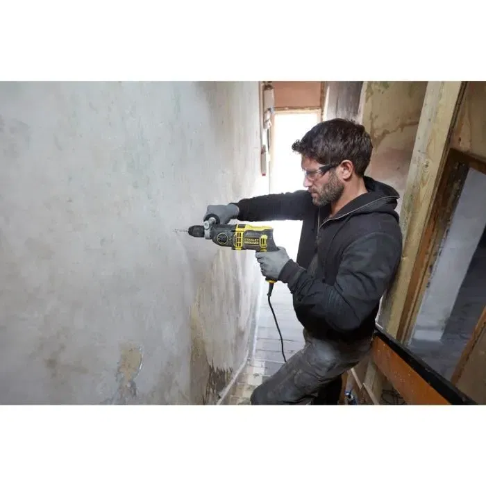 Stanley Fatmax Perceuse à Percution Filaire FMEH850K-QS 850W, Mandrin Métal 13mm, 2 Vitesses (1100/3200 tr/min), Pour Béton