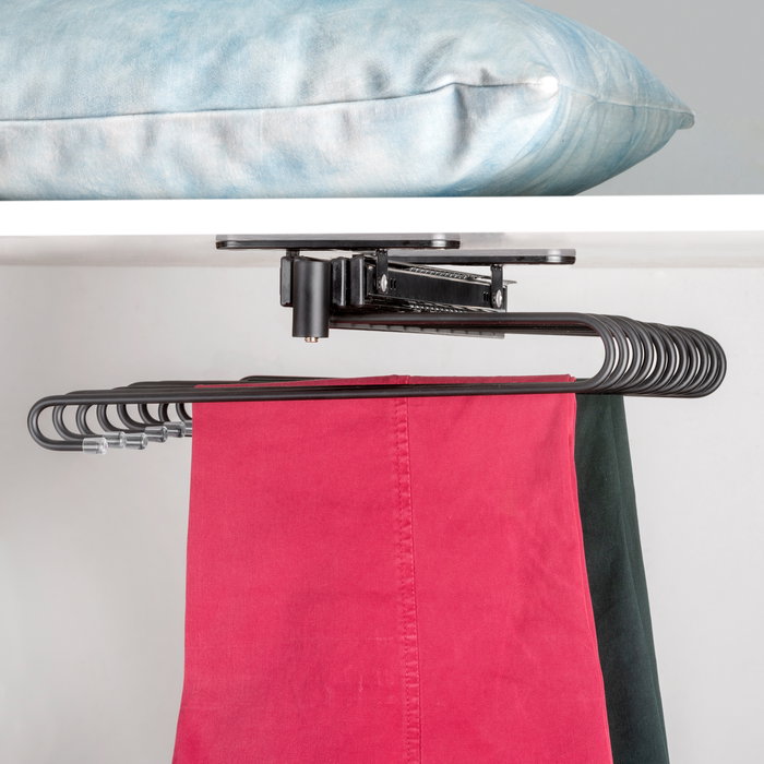 Emuca Porte-pantalons extractible, 11 tiges, guides d'extraction totale, Acier, Peint en noir