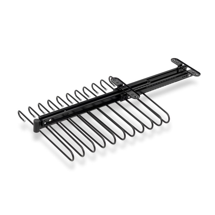 Emuca Porte-pantalons extractible, 11 tiges, guides d'extraction totale, Acier, Peint en noir