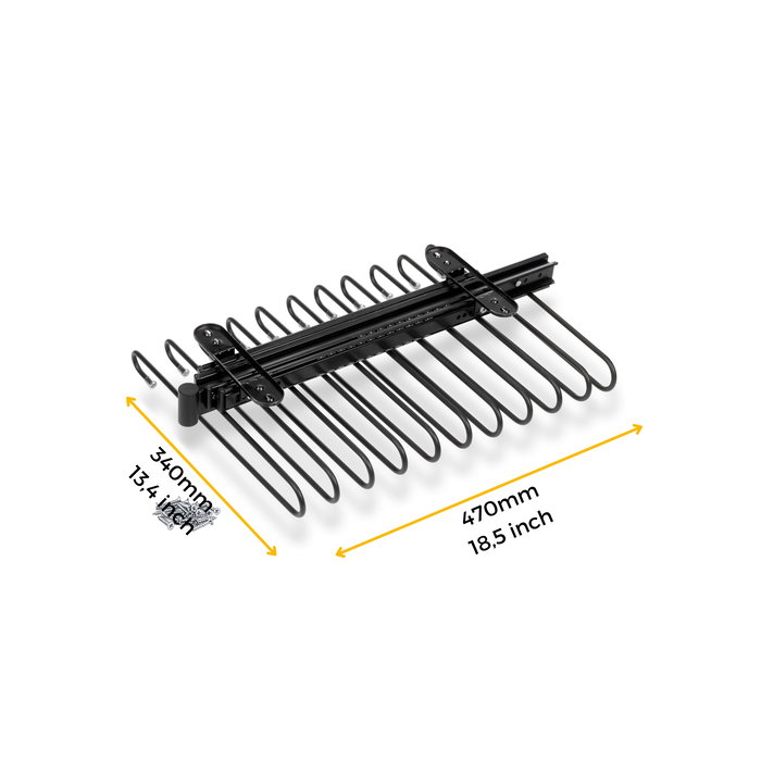 Emuca Porte-pantalons extractible, 11 tiges, guides d'extraction totale, Acier, Peint en noir