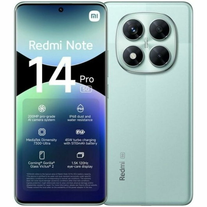Smartphone Xiaomi Redmi Note 14 PRO 5G 8 GB RAM 256 GB Vert 6,67" Smartphone Xiaomi Redmi Note 14 PRO 5G 8 GB RAM 256 GB Vert 6,67"