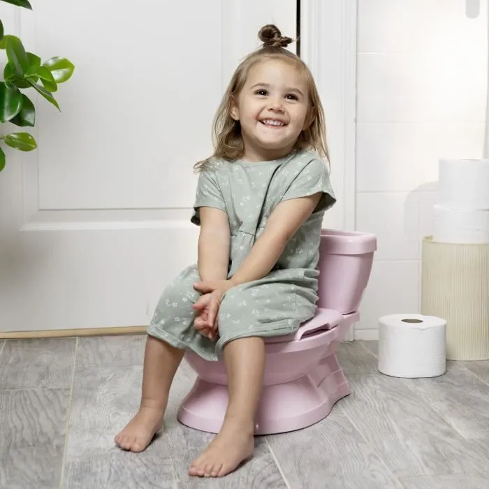 Ingenuity Mini Toilette fille, pot d'apprentissage avec chasse d'eau musicale, réducteur inclus et couvercle amovible