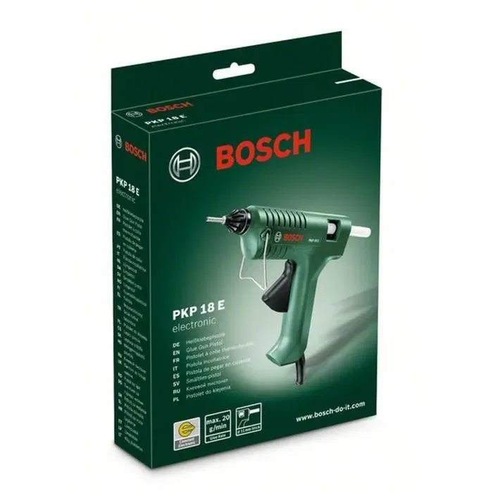 Bosch PKP 18 E Pistolet à colle électrique filaire, vert et noir, pour bois, carton, pierre, décoration et réparations