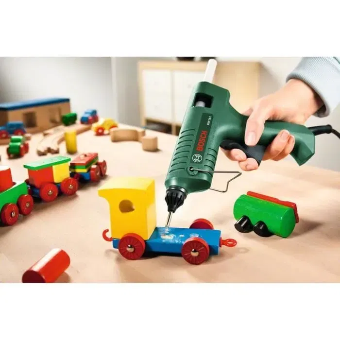 Bosch PKP 18 E Pistolet à colle électrique filaire, vert et noir, pour bois, carton, pierre, décoration et réparations