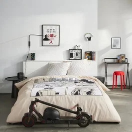 Today Parure de lit JAVA Housse de couette 240x220 cm + 2 taies - 100% Coton - Imprimé Manga - Beige - 2 personnes