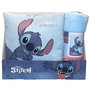 Disney - Set de Couverture Polaire + Coussin Stitch - Manta 100x140cm - Coussin 35x35cm