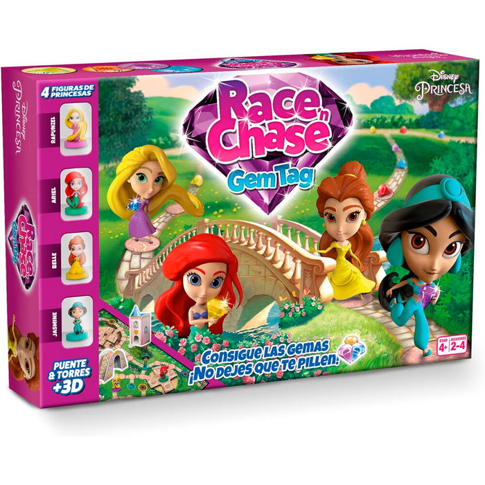 FOURNIER - Jeu de société Race Chase avec les Princesses Disney en espagnol - Pour 2 à 4 joueurs - À partir de 4 ans FOURNIER - Jeu de société Race Chase avec les Princesses Disney en espagnol - Pour 2 à 4 joueurs - À partir de 4 ans