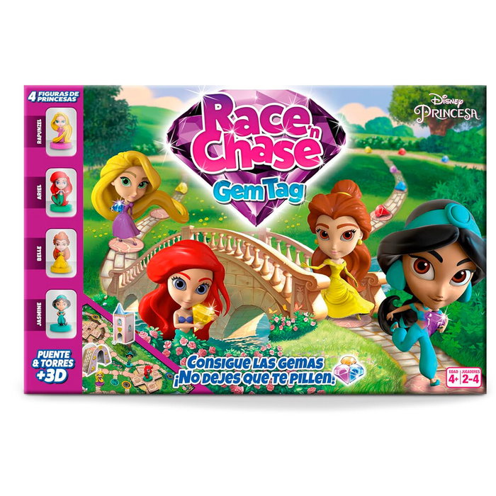 FOURNIER - Jeu de société Race Chase avec les Princesses Disney en espagnol - Pour 2 à 4 joueurs - À partir de 4 ans FOURNIER - Jeu de société Race Chase avec les Princesses Disney en espagnol - Pour 2 à 4 joueurs - À partir de 4 ans