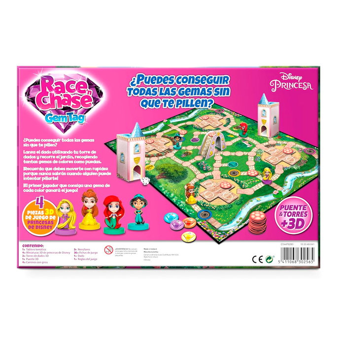 FOURNIER - Jeu de société Race Chase avec les Princesses Disney en espagnol - Pour 2 à 4 joueurs - À partir de 4 ans FOURNIER - Jeu de société Race Chase avec les Princesses Disney en espagnol - Pour 2 à 4 joueurs - À partir de 4 ans