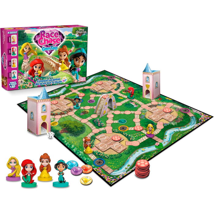 FOURNIER - Jeu de société Race Chase avec les Princesses Disney en espagnol - Pour 2 à 4 joueurs - À partir de 4 ans FOURNIER - Jeu de société Race Chase avec les Princesses Disney en espagnol - Pour 2 à 4 joueurs - À partir de 4 ans