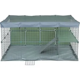 Zolux Enclos modulable Neo park pour petits animaux - Lapins - 140 x 105 x 70 cm - 1.84 m² - Parc avec panneaux, porte, échelle et tapis de sol gris clair