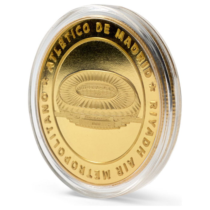MOCILAB - Monnaie commémorative dorée de l'Atlético de Madrid avec relief - Pièce de collection dans capsule acrylique