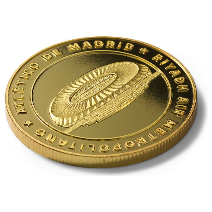 MOCILAB - Monnaie commémorative dorée de l'Atlético de Madrid avec relief - Pièce de collection dans capsule acrylique