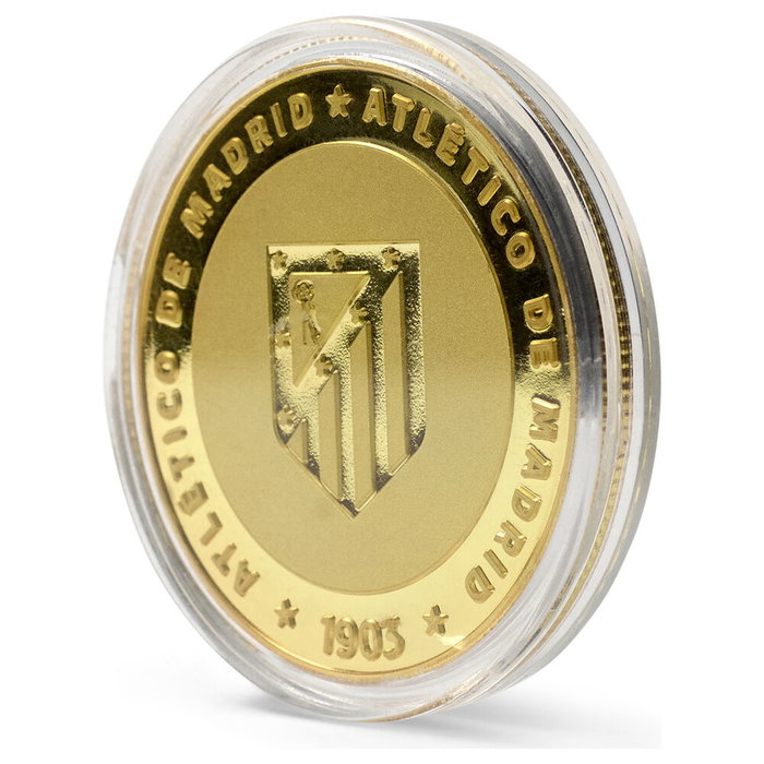 MOCILAB - Monnaie commémorative dorée de l'Atlético de Madrid avec relief - Pièce de collection dans capsule acrylique