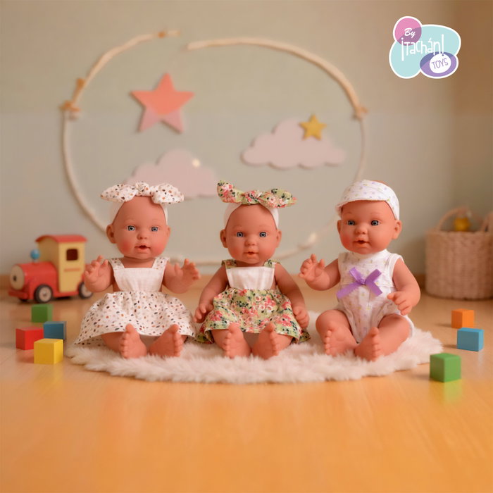 TACHAN - Poupée Bébé 26cm en Expositor avec 6 Modèles Surtis - Référence T00991 - Multi-langues (Anglais, Français, Allemand, Italien, Portugais, Espagnol)