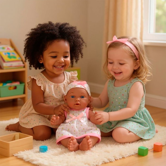 TACHAN - Poupée Bébé 26cm en Expositor avec 6 Modèles Surtis - Référence T00991 - Multi-langues (Anglais, Français, Allemand, Italien, Portugais, Espagnol)