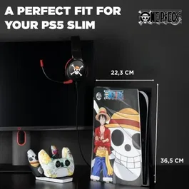 Konix - Housse de protection en silicone One Piece avec motif Luffy pour PS5 Slim - Antichoc, anti-rayures, ajustée, noir