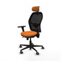 Piqueras Y Crespo Chaise de Bureau Jorquera Orange et Noir avec Mécanisme Sincro/Traslack et Accoudoirs 3D