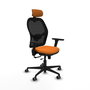 Piqueras Y Crespo Chaise de Bureau Jorquera Orange et Noir avec Mécanisme Sincro/Traslack et Accoudoirs 3D