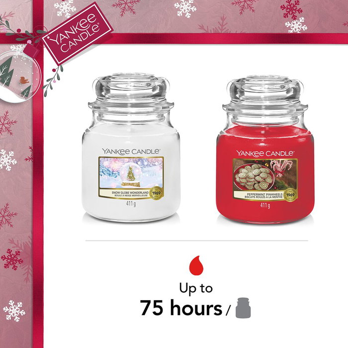 Yankee Candle Set Snow Globe Wonderland et Peppermint Pinwheels Yankee Candle Set Snow Globe Wonderland et Peppermint Pinwheels