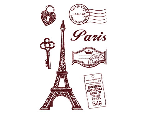 Innspiro Set de tampons acryliques Souvenirs de Paris 9,5x14,5cm