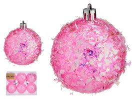 Krist+ Set de 6 Boules de Noël Rose 6 cm Plastique (Set de 36)
